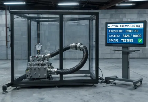 Hydraulic hose impulse test area